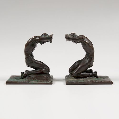 Isidore Konti (Hungarian, 1862-1938) Bronze Bookend Sculptures