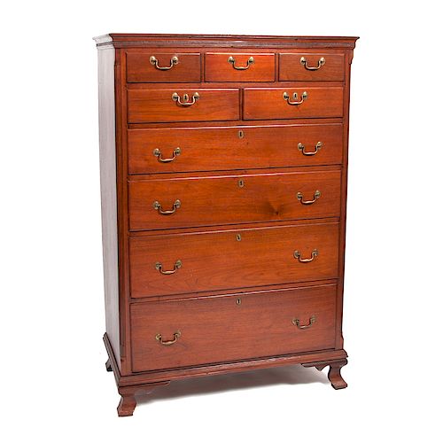 Chippendale High Chest of Drawers in Walnut
