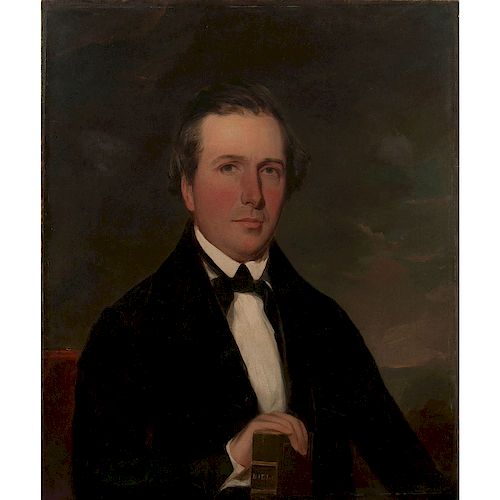 19th-Century American Portrait of a Minister, Oil on Board 
