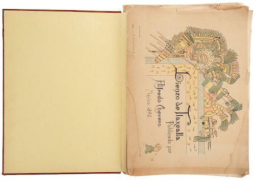 Chavero, Alfredo. Lienzo de Tlaxcala. Mexico: Lit. del Timbre 1892. 64 plates, color lithographs by Genaro López.