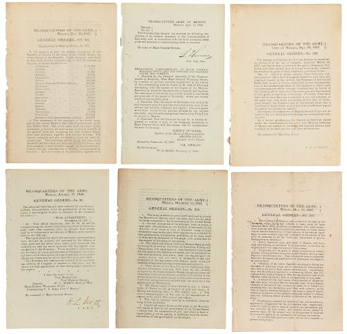 Ordenes Generales Estadounidenses durante la Ocupación de la Ciudad de Mexico. Ciudad de Mexico, 1847 - 1848. Pieces: 6.