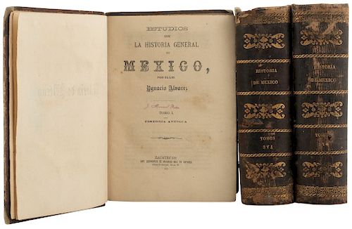 Álvarez, Ignacio. Estudios sobre la Historia General de Mexico. Zacatecas, 1875-77. Tomes I - VI in three volumes. Pieces: 3.