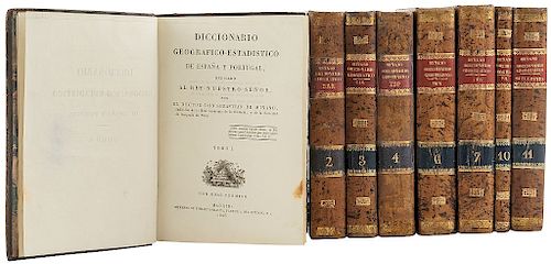 Miñano, Sebastian. Diccionario Geográfico Estadístico de España y Portugal. Madrid, 1826-1829. Pieces: 8.