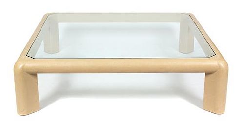 A Karl Springer Style Coffee Table Height 16 x wisth 60 x depth 60 inches.