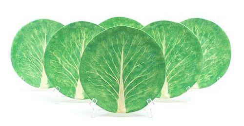 A Set of Six Dodie Thayer Lettuceware Dinner Plates Diameter 10 inches.