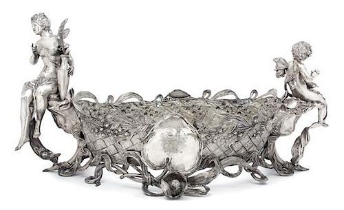 A Russian Imperial Silver Centerpiece, Mikhail Ovchinnikov, Moscow, Late 19th Century, bearing an in imperial family crest