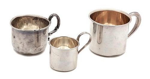 Three American Silver Baby Cups, Various Makers, 20th Century,