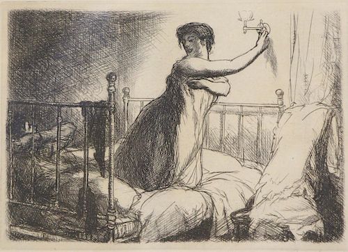 SLOAN, John. Etching. "Turning Out the Light".