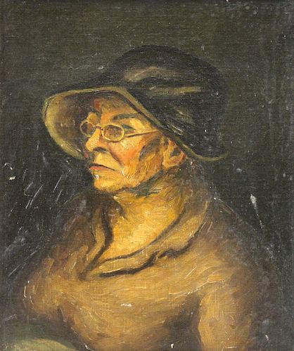 SLOAN, John (attr.). Oil on Canvas. An Old Woman