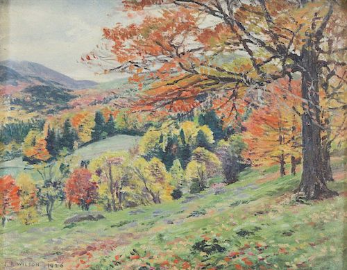 WILSON, James Perry. Oil on Panel. Autumnal Scene.