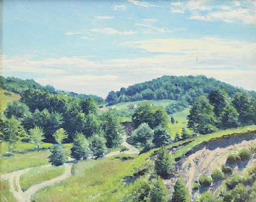 WILSON, James Perry. Oil on Panel. Hilly Landscape