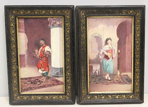 2 Framed Antique Orientalist Decorated Porcelain