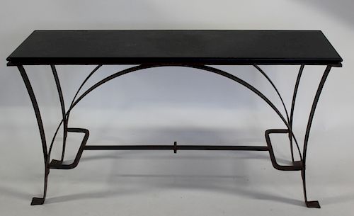 Vintage Rustic Iron Console with Slate Top.
