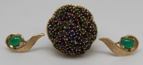 JEWELRY. 18kt Gold Sapphire and Emerald Ring.