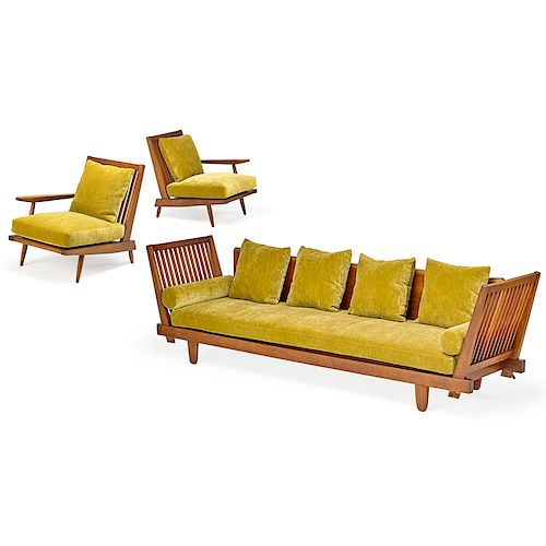 GEORGE NAKASHIMA Cushion Sofa w/ two lounge chairs