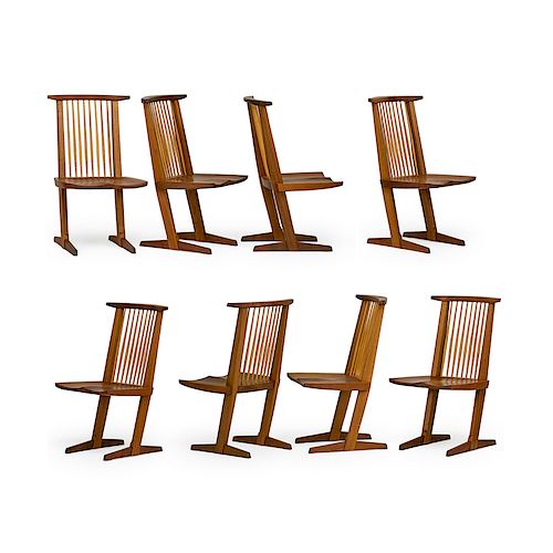 MIRA NAKASHIMA Set of eight Conoid chairs