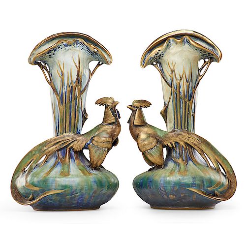 EDUARD STELLMACHER Two pheasant vases