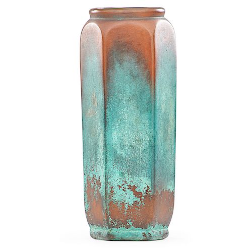 CLEWELL Faceted copper-clad vase
