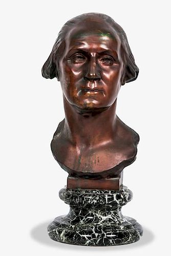 A Rare Bronze Bust of George Washington After Jean-Antoine Houdon (1741-1828), 20th Century,
