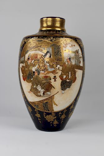 Fine Japanese Satsuma Figural Vase, Meiji