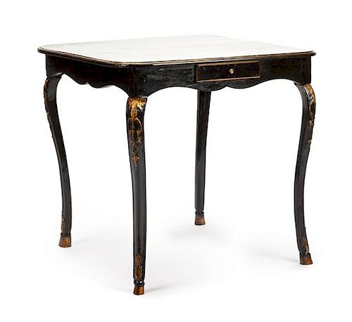 A Louis XV Painted Table Height 28 1/2 x width 29 x depth 28 1/2 inches.