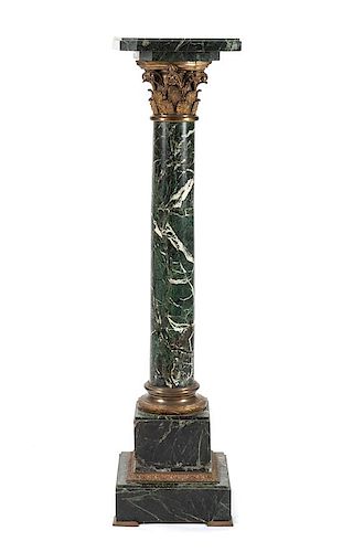A French Gilt Bronze Mounted Marble Pedestal Height 49 1/2 inches.