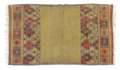 A Turkish Kilim Wool Rug 6 feet 3 inches x 3 feet 10 inches.