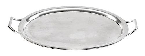 An Austro-Hungarian Silver Tray, Vienna, Late 19th/Early 20th Century, of handled oval form.