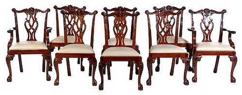 A Set of Eight George II Style Mahogany Dining Chairs Height 40 1/2 inches.