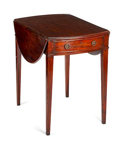 A George III Mahogany Pembroke Table Height 27 x width 28 x depth 18 inches (closed).
