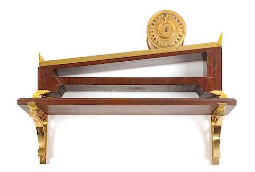 An English Gilt Bronze Mounted Mahogany Inclined Plane Clock Width of bracket 28 1/2 inches.