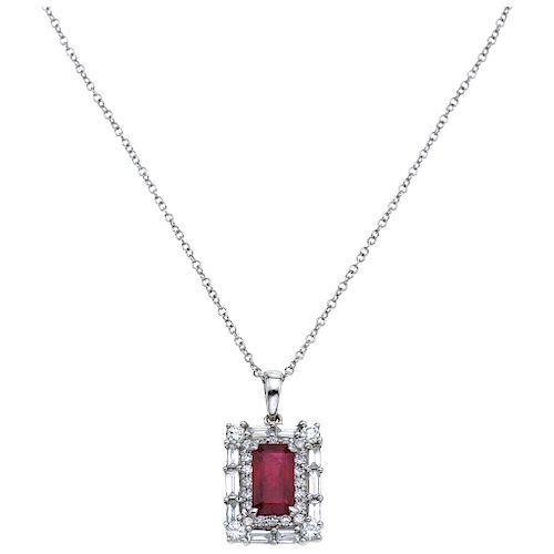 A 14K white gold MEIRA T choker and ruby and diamond 18K white gold pendant.