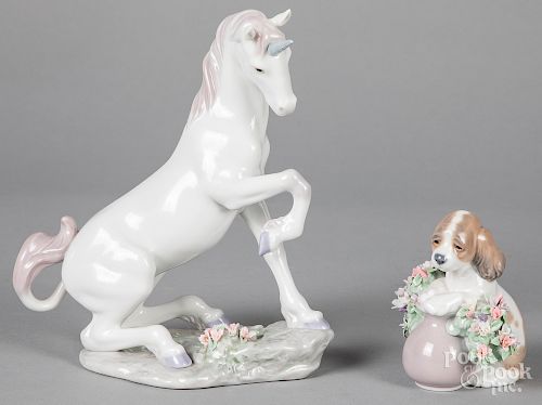 Lladro porcelain unicorn, etc.