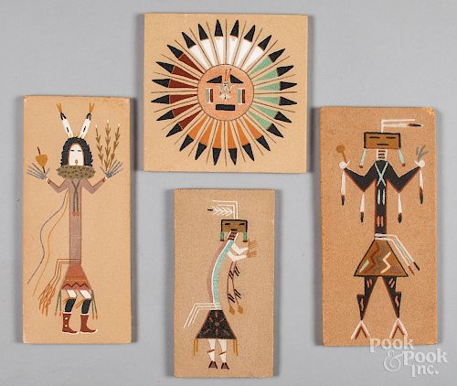 Four Navajo sand paintings