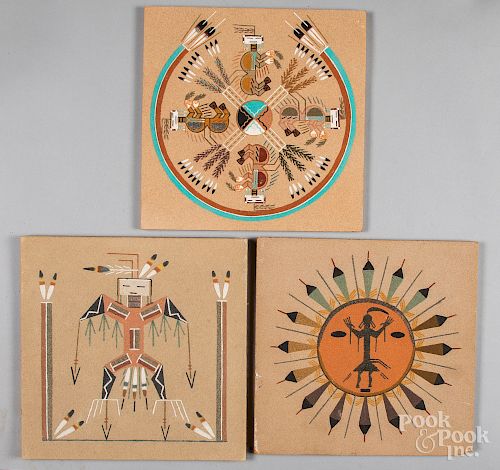 Three Navajo sand paintings