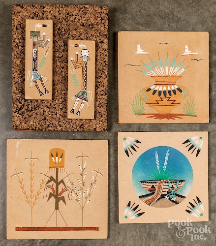 Four Navajo sand paintings