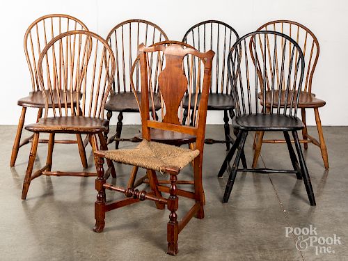 Seven bowback Windsor chairs