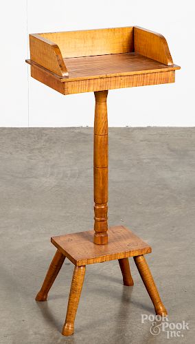 Bench made tiger maple stand, 33 1/2" h., 14 1/2"