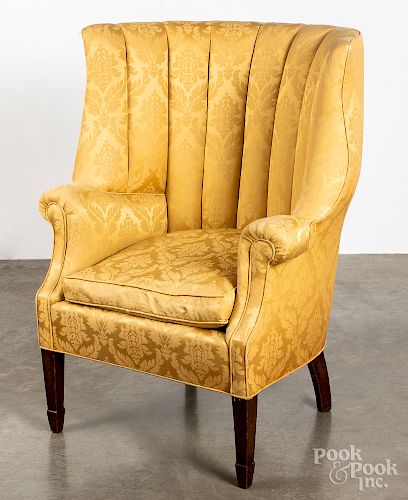 Federal style mahogany barrelback wing chair