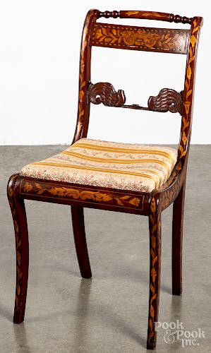 Marquetry inlaid side chair