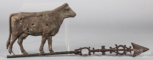Swell bodied cow and arrow weathervane