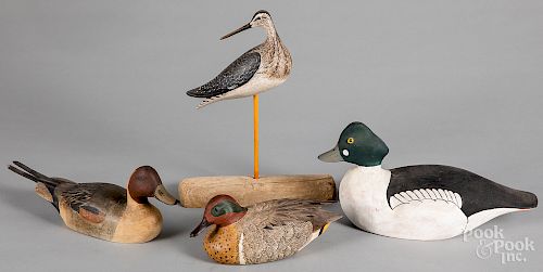 Anthony Hillman carved and painted shorebird, etc