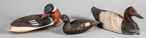 Two carved and painted duck decoys, etc.