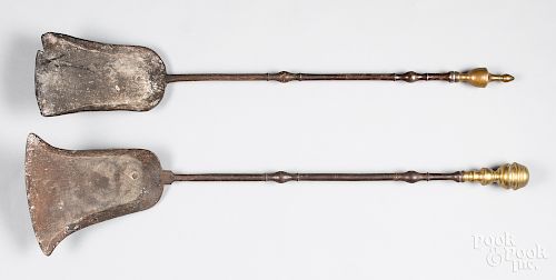 Two Federal brass and iron fire shovels