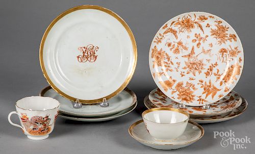 Nine pieces of Chinese export porcelain