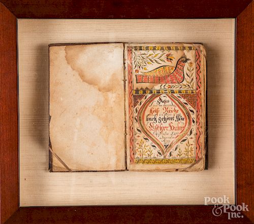 Contemporary ink and watercolor fraktur bookplate