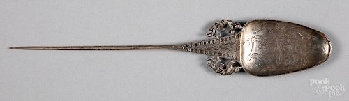 Large Continental engraved silver spoon