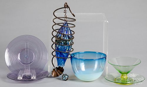 Studio glass bowl, etc.
