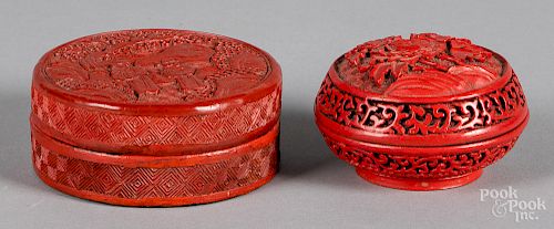 Two Chinese cinnabar boxes