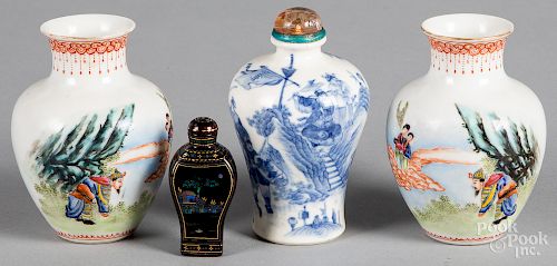Pair of Chinese egg shell porcelain vases, etc.